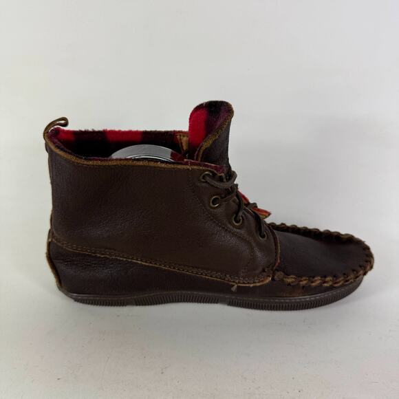 Bick Moose Ankle Boots Women's 9 Brown Leather Lace-Up Mid Top Round Toe - Picture 3 of 11